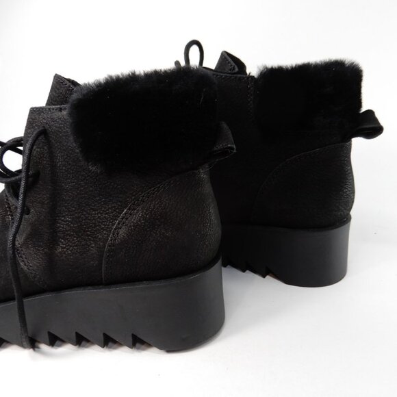 Eileen Fisher Kenille Wedge Bootie Size 6 Black Suede Genuine Shearling Trim NEW - Picture 14 of 14